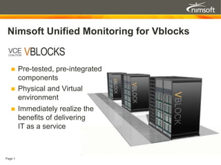 Nimsoft Unified Monitoring for Vblocks ,[object Object]