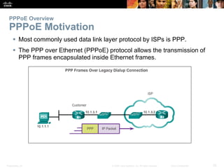 Presentation_ID 25© 2008 Cisco Systems, Inc. All rights reserved. Cisco Confidential
PPPoE Overview
PPPoE Motivation
 Mos...