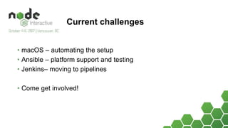 Current challenges
• macOS – automating the setup
• Ansible – platform support and testing
• Jenkins– moving to pipelines
...