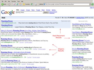 Search Engine Results
Pages


             Paid Placement
                 Results




                   Organic
                   Results




                              10
 