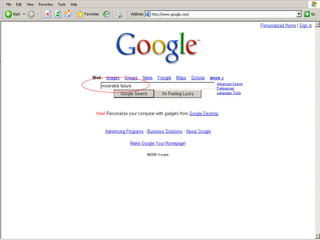 How/What to Optimize
   Popularity
     Inbound links
     googlebombing




                       33
 