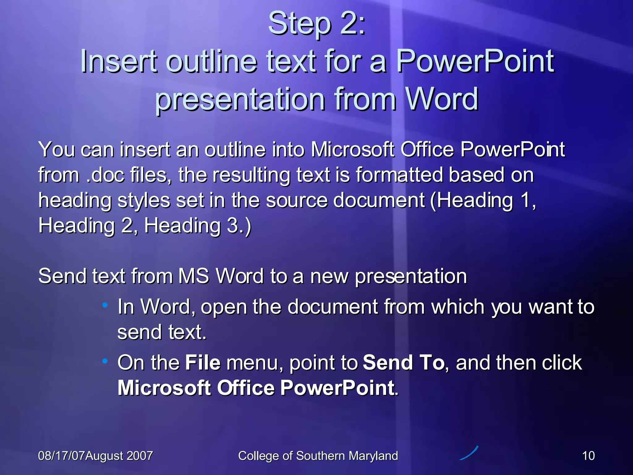 Nine easy steps to creating a ppt presentation ppt free download