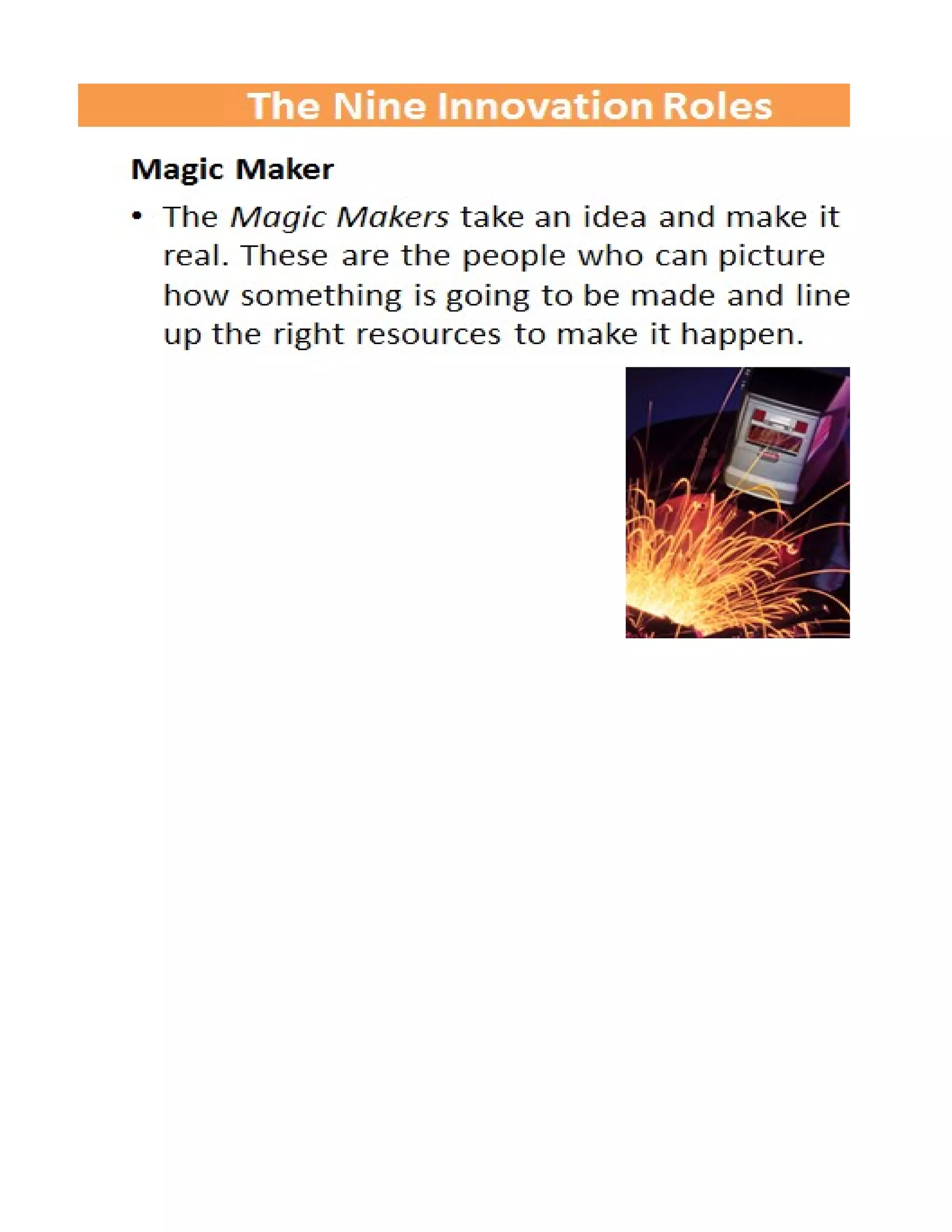 Nine Innovation Roles Worksheet