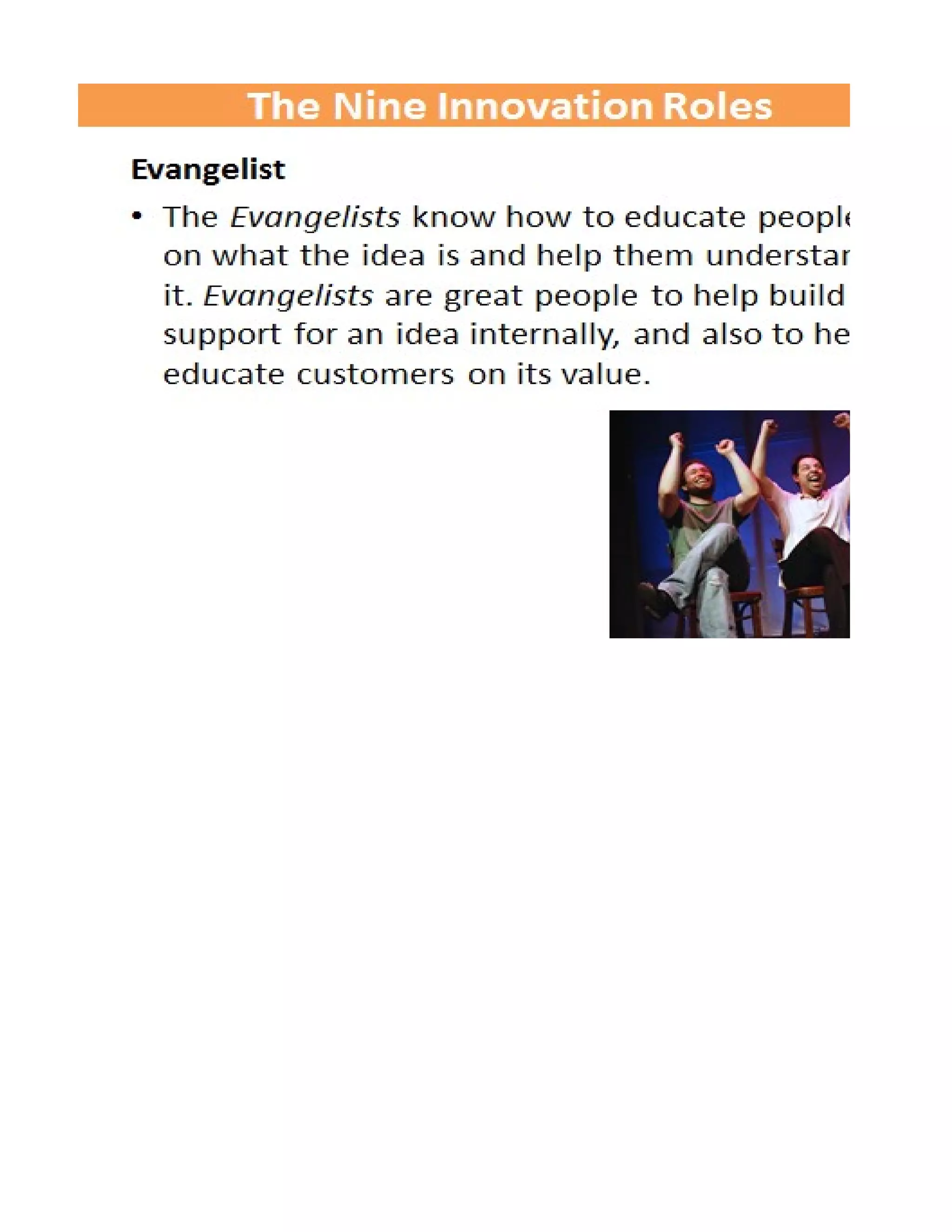 Nine Innovation Roles Worksheet