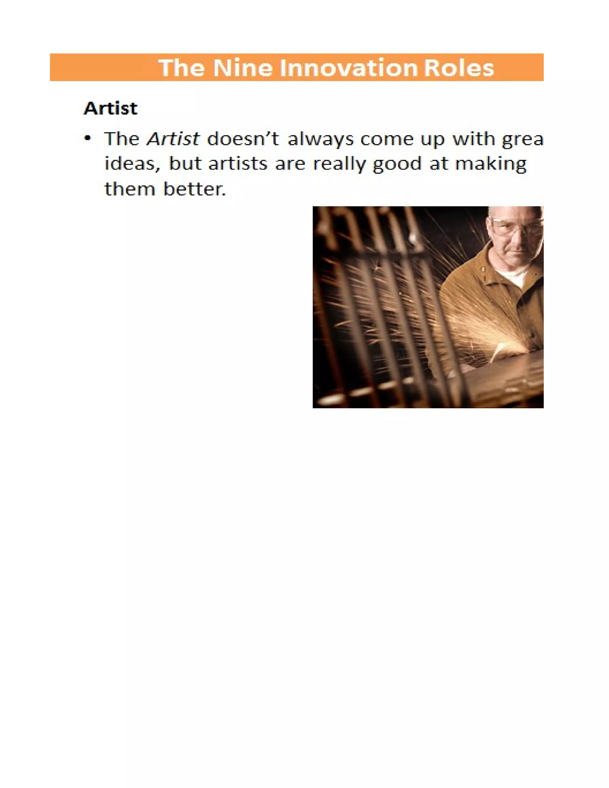 Nine Innovation Roles Worksheet