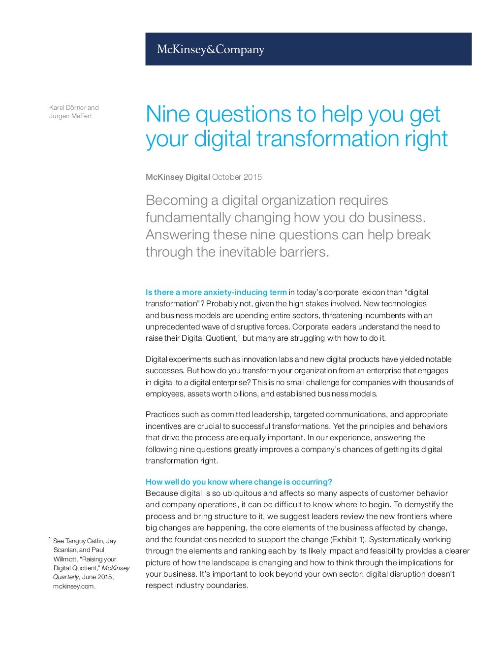 Nine questions to help you get your digital transformation right