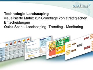 Technologie Landscaping
    visualisierte Matrix zur Grundlage von strategischen
    Entscheidungen
    Quick Scan - Landscaping- Trending - Monitoring




Page 13
 