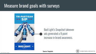 ©2019 Nineteen Insights
N I N E T E E N I N S I G H T S
Measure brand goals with surveys
Source: Snapchat.
 