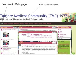 You are in Main page   Click on Photos menu
 