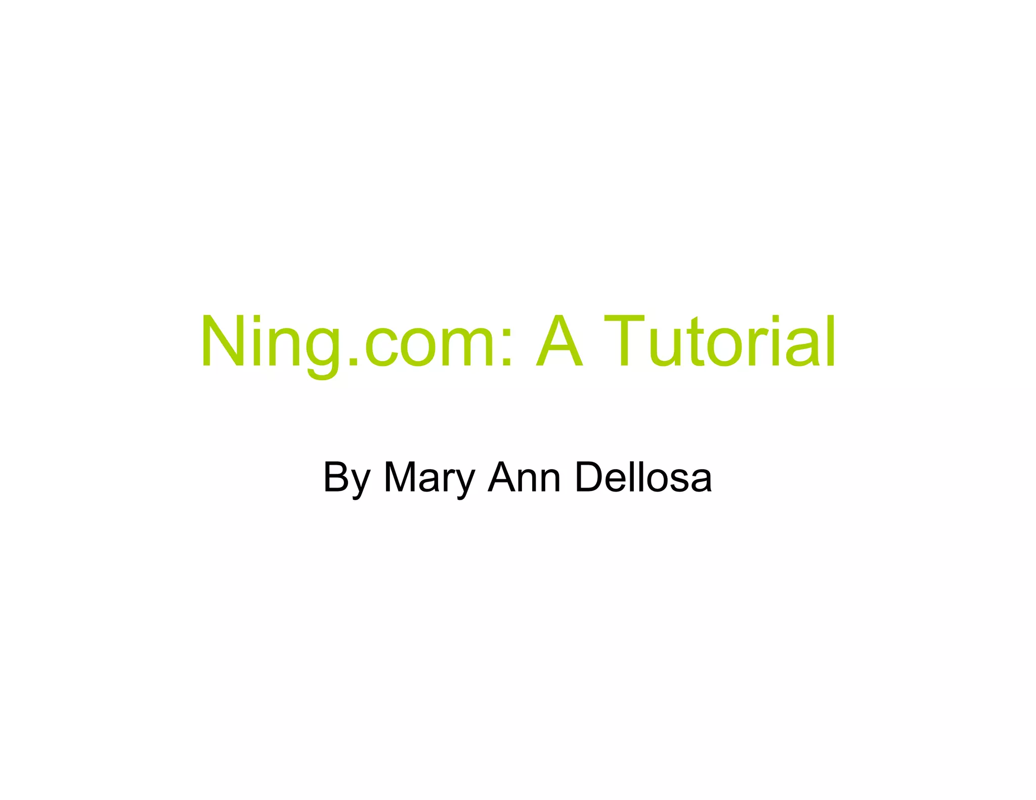 Ning tutorial