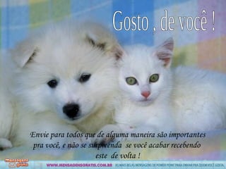 Envie para todos que de alguma maneira são importantes
 pra você, e não se surpreenda se você acabar recebendo
                      este de volta !
 