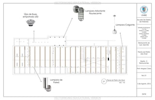 UNIBE
Izabella Dominguez
15-0166
Maria E. Castillo
15-0302
Marlyn Martinez
15-0066
Alexia Vicini
15-0369
Escuela De Diseño
de Interiores
Restaurante de
Lujo Japonés
Diseño V:
Restaurantes
Prof. Magaly Caba
Sec.01
5 de Agosto, 2016
24/34
Planta de Plafón
2do Nivel
VECTORWORKS EDUCATIONAL VERSION
VECTORWORKS EDUCATIONAL VERSION
Lampara de
Pared
Ojos de Buey
empotrado LED
Lampara Arbotante
Floursecente
Lampara Colgante
21
Planta de Plafón 2do Nivel
ESC. 1:50
 