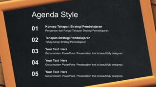 Agenda Style
Your Text Here
Get a modern PowerPoint Presentation that is beautifully designed.
Konsep Tahapan Strategi Pem...