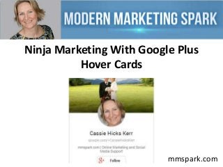 Ninja Marketing With Google Plus
Hover Cards

mmspark.com

 