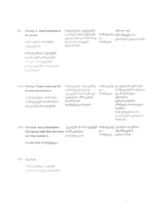 5l;i, Activiry-2 matchsentencesto 0o[ii3q,33bo Sggg3b8o n3e'rocnoq>l
rhepicturc .1c,clb''1q'r'rb36q)SjlrO3blr d;bff;,gq'ifu tsg0cl;l03qp3bocno
3Q()q)(')b065rrr.r'bdrotrQ) ('.1
36:63bob 3;b300r;or3b.:
f;.3r'.r.',cr.1[olri)otroil63bl tJglr,',b,:t)olrLro353$U 1oLtfi4q,o
,:'y1;1Jl.,1";1;ilorl,ti 3'11b;b;0r"rtr
iJ;U$r3q,gb3q'oAg'1g3btr
qr,t"'1t"ro311iLl3o'bg,:q,36r
ijr,l;..,r'r.,lt,l,o"11jfy,tib),
1;,rl,',qp.,qri1ii1fl.i.:lroil,,go'1{'rt I
r.r.r111rril11q.1y;'lr.
i() f'lt,Activity 3 makcstoriesusethc [)o[ir,3q,311boJ9,.r.1.',i%3O;bfryq,3A:l Cl:;;Jq)o3ob;3bd:rr3b.>
picruresandsr..nrcnces tr.:l-,i)o[)q933o:Jq]rq) ('() 0olrfls3q'33tLrlro3frSoor,
;q,:,53b3bb"r("rrorgbLrqr.i drnLft'qqp qor0c'rq)cr6l1;q,o
ilrbii;'rqr1i5lq-o3trd;ti3b.r $3;itr$3btr.,:0%;qr3b3ti 36.:63bob
i)r"rb$.:rq,r3illr0r'rorb6.rcrbob ornorbr6cDbrlr 5':63oorJ63b;tso,
Jq,.:.3;g%3iJoos3bSb.:tso. J63%36$':Soobor3ol-r o%6p3b; o,oc')cDcurq'}o
b;363ob
61;Oo;j03qr3iocrroh".
.;oorrr;rqr3brr31ytrqrr.1r;,rr
t)3'i).:r"rb:,.
l()fin Act.ivity4-storypresentation. Xb3?l3bo $.:60co.:abCbCb0;Lf;3q,ifu 3oorb3oli,b.:gb6ob
Fiachgroupreadstheir own story 0cl0%;qrgbgq' q)o 36;6B33pboli
anclrhcy rranslatcit. 36r3%3tr1),go:U
0rnLfl'69'i 6':63oorJ63b':
iJtn<rrb6erbobJ6r%gbq);6olr
-Jlirr,
'd313rl-r3b;
')r'i.l(ir,1irg'1i,;g,oLr9.r[i,;iL
i.r|,i).;'1rItIr.:t;'
3i3t11,t)1Io1.:tI3i.;Li.
 