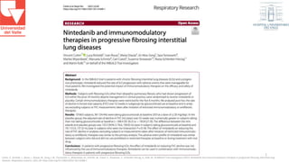 1
Cottin, V., Richeldi, L., Rosas, I., Otaola, M., Song, J. W., Tomassetti, S., Wijsenbeek, M., Schmitz, M., Coeck, C., Stowasser, S., Schlenker-Herceg, R., Kolb, M., & INBUILD Trial Investigators (2021). Nintedanib and immunomodulatory therapies in progressive fibrosing interstitial lung
diseases. Respiratory research, 22(1), 84. https://doi.org/10.1186/s12931-021-01668-1
 
