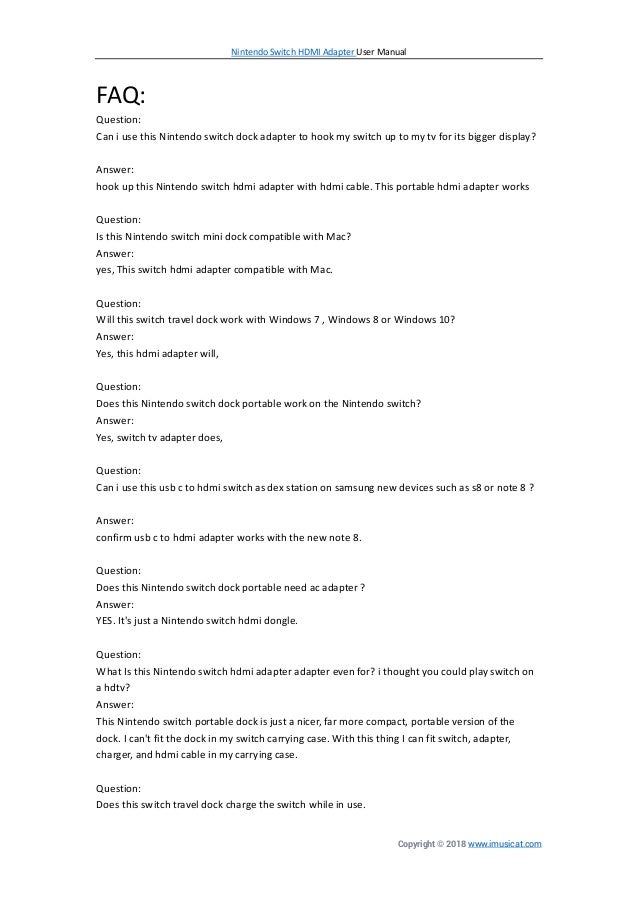 Nintendo Switch Hdmi Adapter Manual