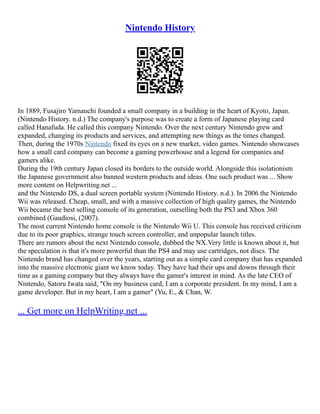 Nintendo Founding Nintendo Gamecube And Its Effects On Nintendo | PDF