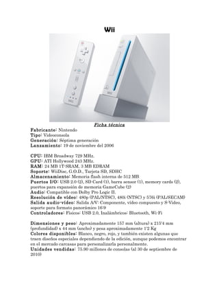 La Historia Del Nintendo Wii, PDF, Nintendo