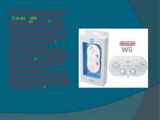 Durante su desarrollo, la consola es conocida por el nombre clave de "Revolution" hasta el 27 de abril de 2006, poco antes del comienzo de la E3 de ese año.16 El nombre debía definir el nuevo camino que tomaba Nintendo: "es simplemente Wii, no Nintendo Wii". Esto significa que es la segunda videoconsola de sobremesa de Nintendo que ha sido comercializada fuera de Japón sin el nombre de la marca de la empresa.17La escritura de "Wii" con dos letras i minúsculas semeja dos personas juntas, como representación de dos jugadores que se reúnen, además de representar al Wii Remote y Nunchuk.18 La empresa ha dado varias razones para esta opción de nombre desde el anuncio; la más conocida es:Wii suena como la palabra inglesa we ("nosotros"), lo que enfatiza que la consola es para todos. Wii es fácil de recordar por la gente alrededor del mundo, sin importar su idioma. No hay confusiones. No se necesita abreviar. Simplemente Wii.18