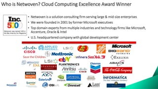 Who is Netwoven? Cloud Computing Excellence Award Winner
• Netwoven is a solution consulting firm serving large & mid-size enterprises
• We were founded in 2001 by former Microsoft executives
• Top domain experts from multiple industries and technology firms like Microsoft,
Accenture, Oracle & Intel
• U.S. headquartered company with global development center
Save the Children
 
