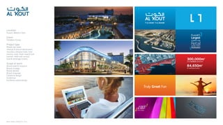 NINTH SPACE | PROJECTS | 2016
Location:
Kuwait, Western Asia.
Client:
Tamdeen Group.
Project type:
Mixed-use retail,
lifestyle  leisure destination.
Includes a Rotana hotel, mall,
marina, souk, fresh meat  fish
market, retail and various
food  beverage outlets.
Scope of work:
Brand audit  research
Brand strategy
Brand identity
Brand language
Collateral design
Guidelines
Exhibition stand design
Truly Great Fun
 