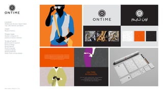 NINTH SPACE | PROJECTS | 2016
Location:
Middle East (Kuwait, Saudi Arabia,
Iraq, UAE, Bahrain and Qatar).
Client:
Alyasra Fashion.
Project type:
Retailer of popular 
premium fashion watches.
Scope of work:
Brand audit  research
Brand strategy
Brand identity
Brand language
Collateral design
Brand guidelines
Retail store concept design
LEADINGFASHIONWATCHESRETAILERINTHEREGION,
OFFERINGAWIDE“SELECTIVE”RANGEVARIETYOFFASHION
WATCHES,COMBINEDWITHACONSIDEREDELEVATEDRETAIL
STOREEXPERIENCEANDAWARM,PROFESSIONALCONCIERGE
STYLE SERVICE EXPERIENCE
ON TIME.
IN FASHION.
WITH ON TIME I ALWAYS FEEL I AM IN FASHION.
I AM ALWAYS WITH THE TIMES.
I AM NEVER BEHIND WITH FASHION TRENDS.
I AM “ON TIME” AND IN VOGUE.
PAGE 3
Alyasra Fashion - On Time | Identity Development | Version 2.0 | April 11th 2012 | © Ninth Space 2012
ILLUSTRATION 02
PAGE 4
 