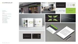 NINTH SPACE | PROJECTS | 2016
Location:
Southeast Asia.
Client:
Caterham Automotive Group.
Project type:
Premium Private Jet Airline
Scope of work:
Brand audit  research
Brand strategy
Brand identity
Visual language
Collateral design
Brand guidelines
© NINTH SPACE 2014CATERHAM JET | REFINEMENTS OF PREFERED VISUAL LANGUAGE OPTION | VERSION 6.0 | APRIL 2014
© NINTH SPACE 2014TS OF PREFERED VISUAL LANGUAGE OPTION | VERSION 6.0 | APRIL 2014
 
