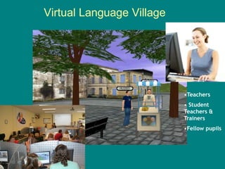 Virtual Language Village
Pupils
•Teachers
• Student
Teachers &
Trainers
•Fellow pupils
 