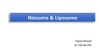 Niosome & Liposome
Faysal Ahmed
Id: 193-46-293
 