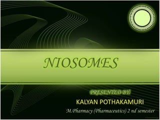 NIOSOMES PRESENTED BY: KALYAN POTHAKAMURI M.Pharmacy (Pharmaceutics) 2 ndsemester 