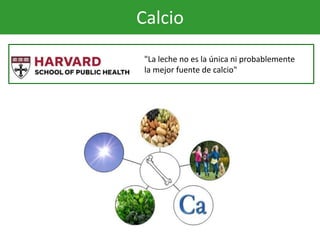Calcio
"La leche no es la única ni probablemente
la mejor fuente de calcio"
 