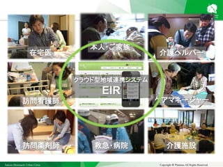 Sakura Shinmachi Urban Clinic Copyright © Platanus All Rights Reserved.
本人・ご家族
訪問看護師
訪問薬剤師 救急・病院
ケアマネージャー
介護ヘルパー在宅医
介護施設
クラウド型地域連携システム
EIR
 