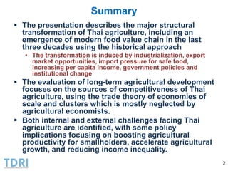 Transformation of the Thai agriculture in the last three decades