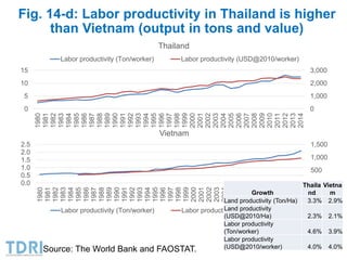 Fig. 14-d: Labor productivity in Thailand is higher
than Vietnam (output in tons and value)
0
1,000
2,000
3,000
0
5
10
15
...