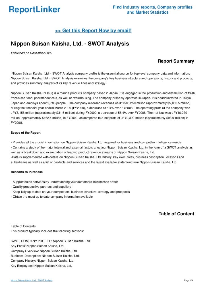 Nippon Suisan Kaisha, Ltd. SWOT Analysis