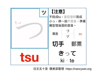 ⽇⽂五⼗⾳ 魏美棻整理 https://nancywei.org
 