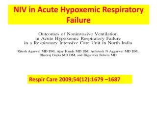 NIV in Acute Hypoxemic Respiratory
              Failure




    Respir Care 2009;54(12):1679 –1687
 