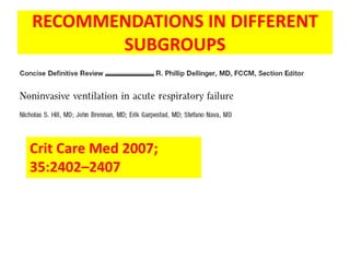 RECOMMENDATIONS IN DIFFERENT
       SUBGROUPS




Crit Care Med 2007;
35:2402–2407
 