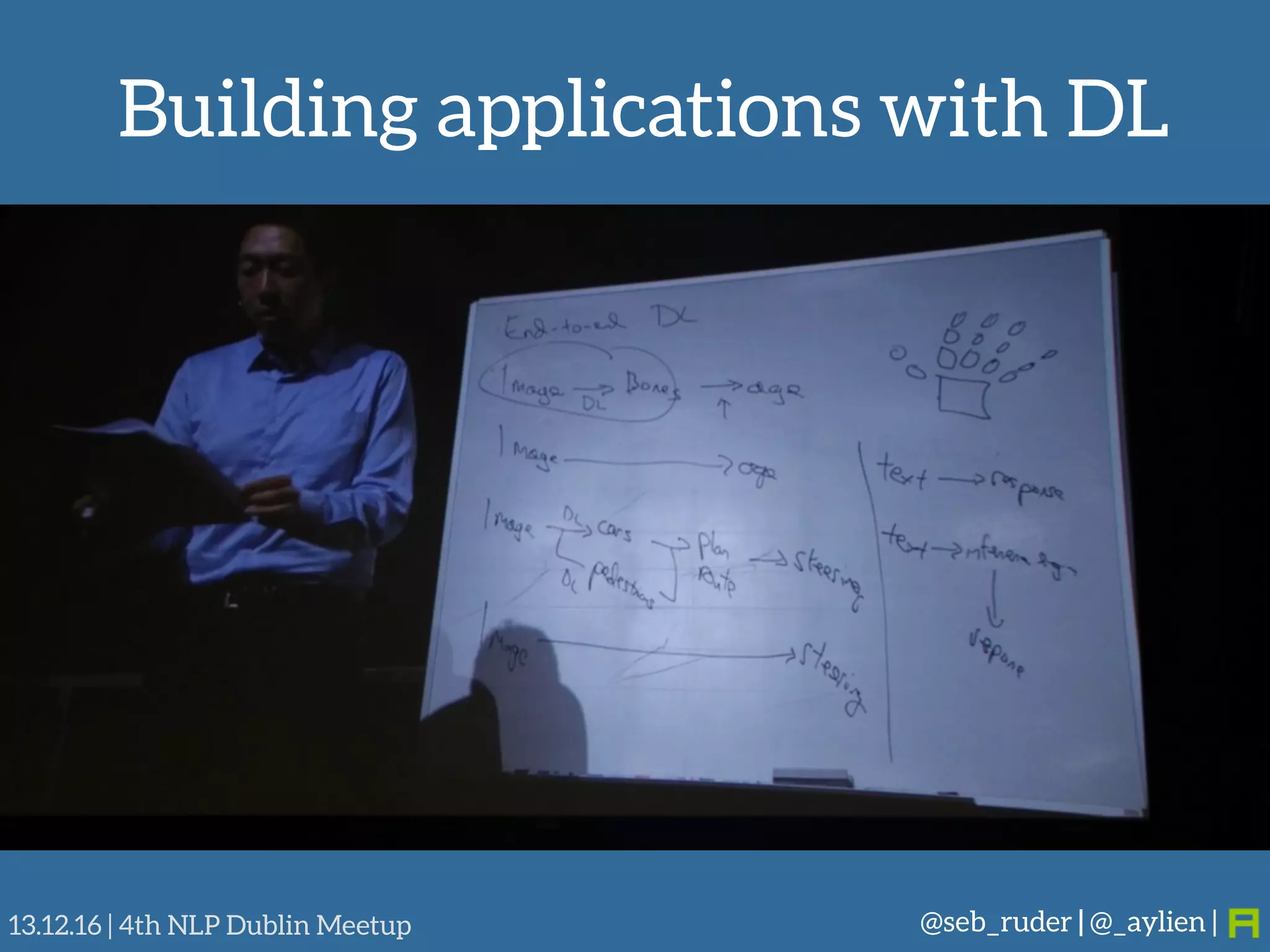 Building applications with DL
@seb_ruder | @_aylien |13.12.16 | 4th NLP Dublin Meetup
 