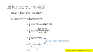 gˤĤa
nipsi߻ǤhՓ̤ޤ׷
? ? ??g ?, ? = ? ? ??log? ?; ?
g ?, ? = log? ?, ? ? log ?(?; ?)
= ?(?; ?)??log? ?; ? ??
= ?(?; ?)
?? ? ?; ?
?(?; ?)
??
= ?? ? ?; ? ??
= ?? ? ?; ? ??
= 0
=1
΢֤ȷe֤򽻓Q
 