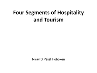 Four Segments of Hospitality
and Tourism
Nirav B Patel Hoboken
 
