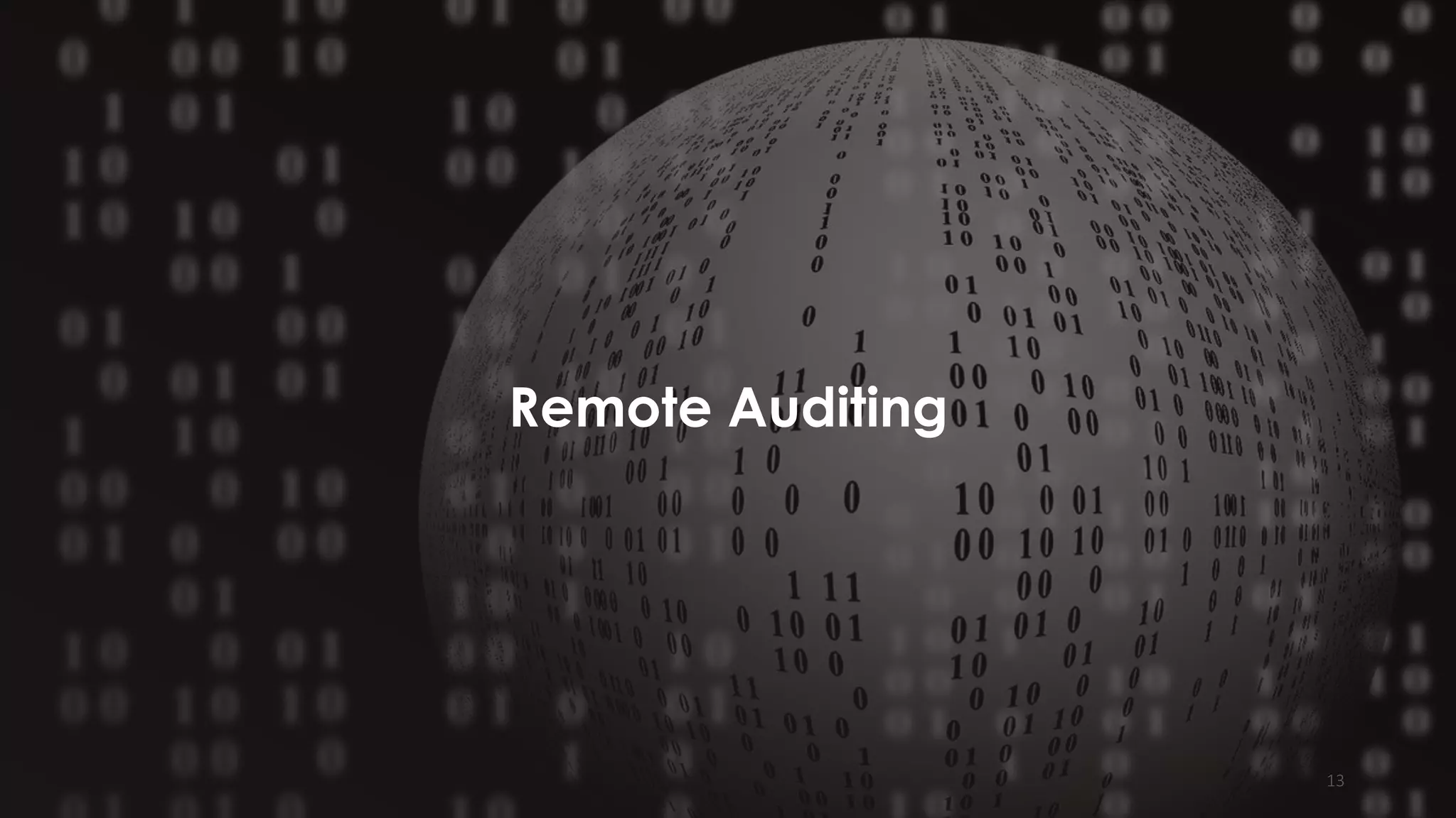 13
Remote Auditing
 
