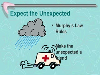 Expect the Unexpected Murphy’s Law Rules Make the unexpected a friend 