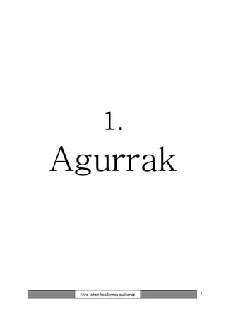 1.
Agurrak


 Nire lehen koadernoa euskaraz   7
 