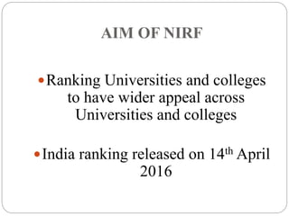 National Institutional Ranking Frame Work | PPTX