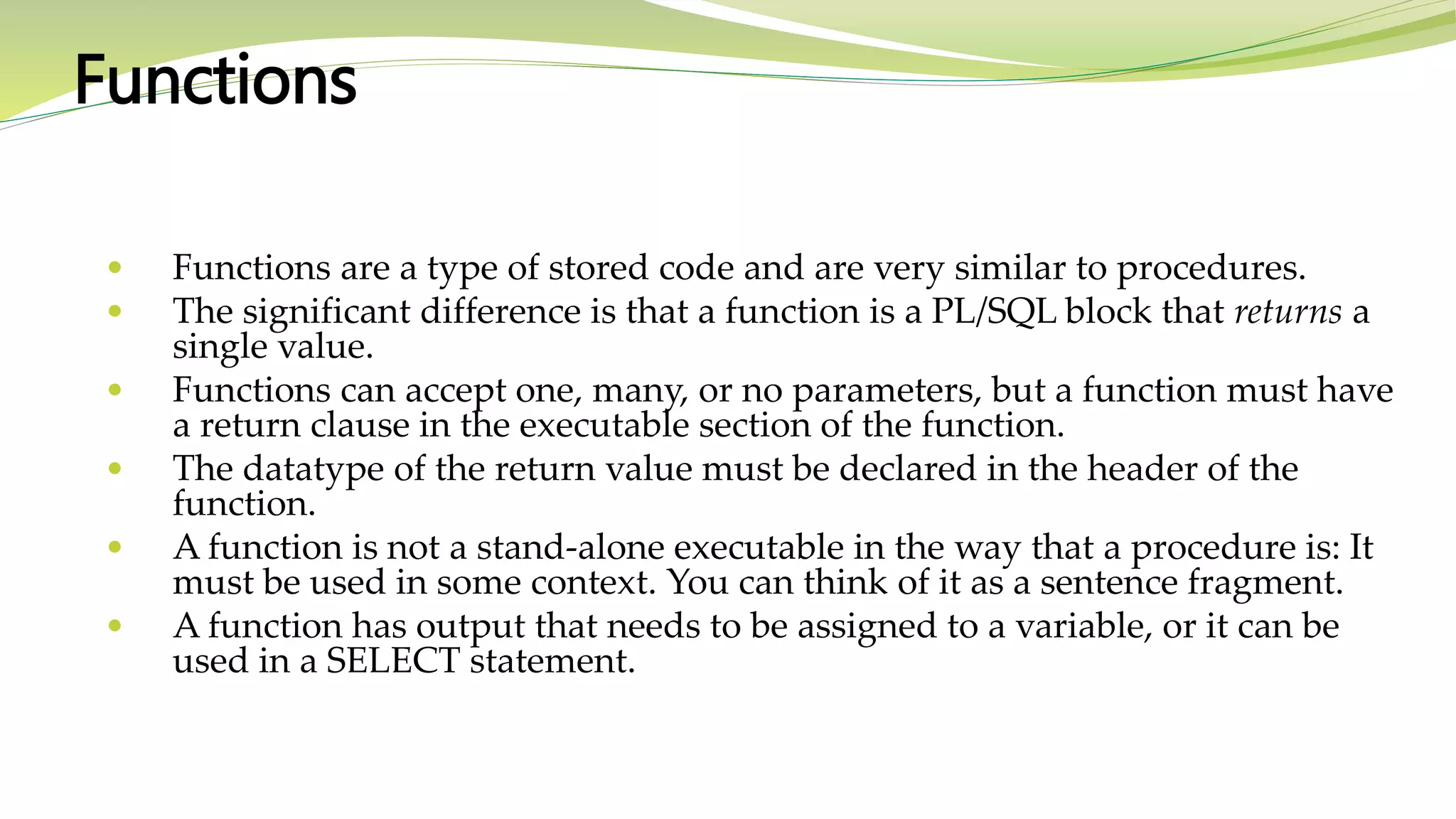 Procedure and Functions in pl/sql | PPTX