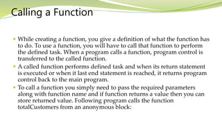 Procedure and Functions in pl/sql | PPTX