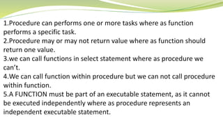 Procedure and Functions in pl/sql | PPTX