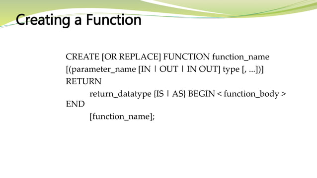 Procedure and Functions in pl/sql